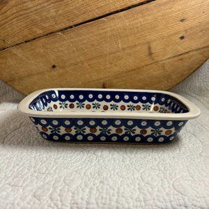 Blue Rose Polish Pottery Medium Rectangular Baking Dish